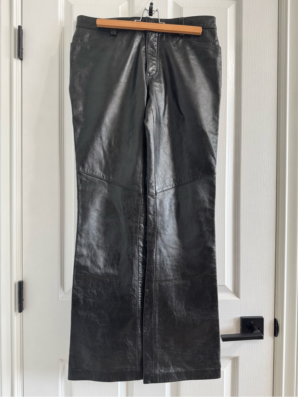 Vintage Y2K GAP 100% Leather Black Bootcut Pants/Jeans Size 8